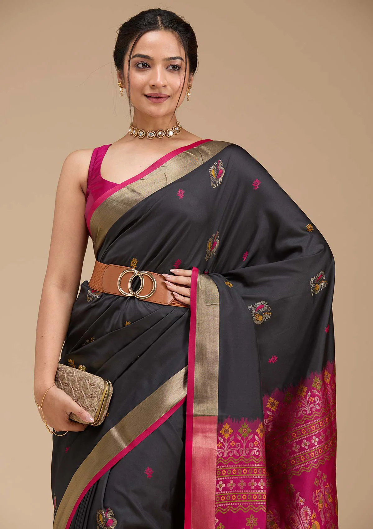 black printed art silk saree black printed art silk saree